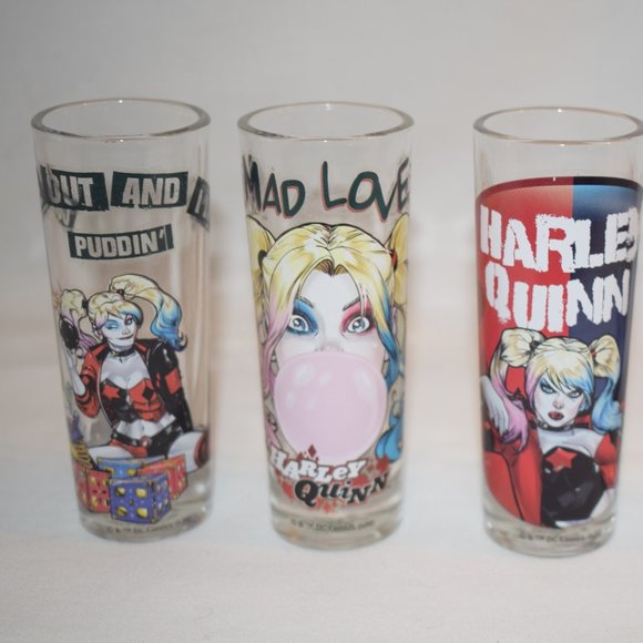 2019 Set of 4 Zak Designs Harley Quinn Tall Shot Glasses - Picture 1 of 10